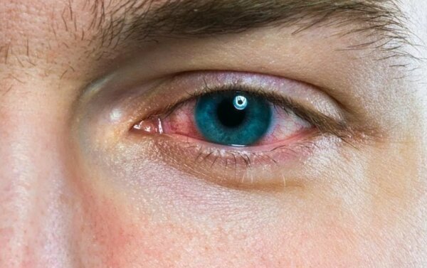 Глаза с раздражением после сна в линзах