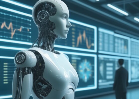 Рассмоатривает графики рядом с ИИ