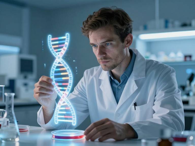 Ученый проводит анализ ДНК для исследования прошлого