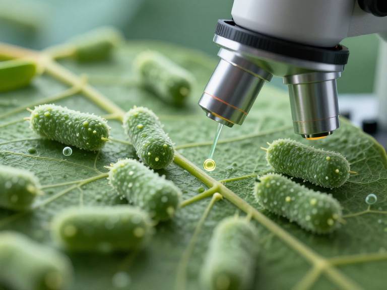 Бактерии Pseudomonas на листе растения