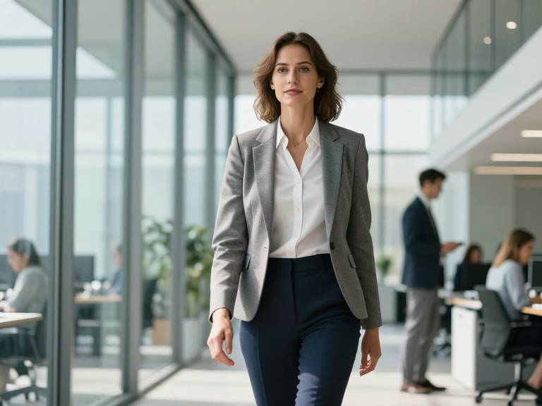 Привлекательная женщина в современном офисном интерьере