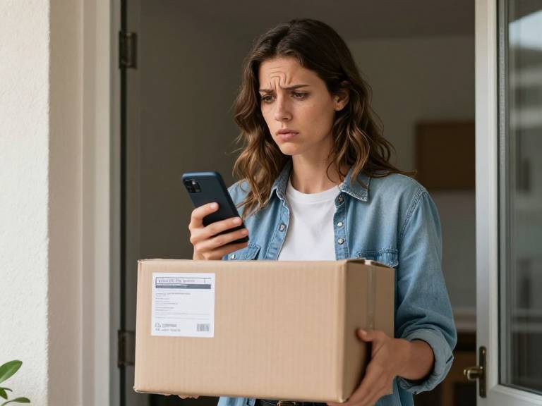 Женщина с посылкой недовольна ранней доставкой