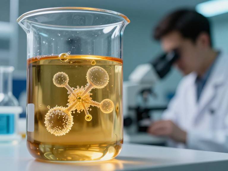 Ученый в лаборатории изучает соединения металлов