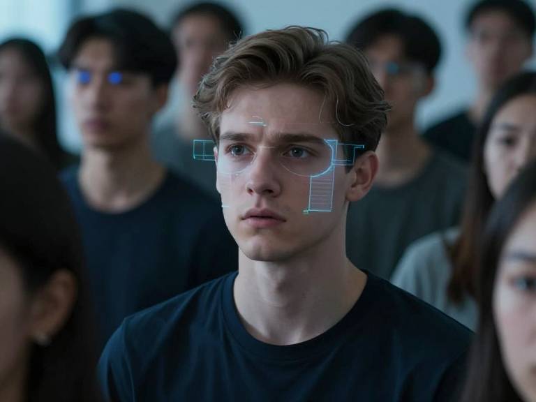 Мужчина с тревогой смотрит на лица людей