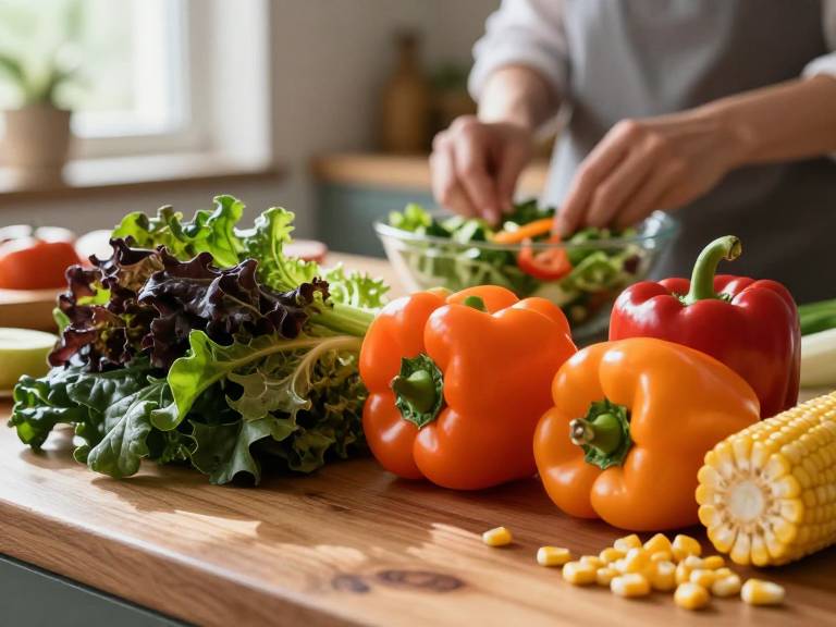 Яркие овощи богатые зеаксантином на столе