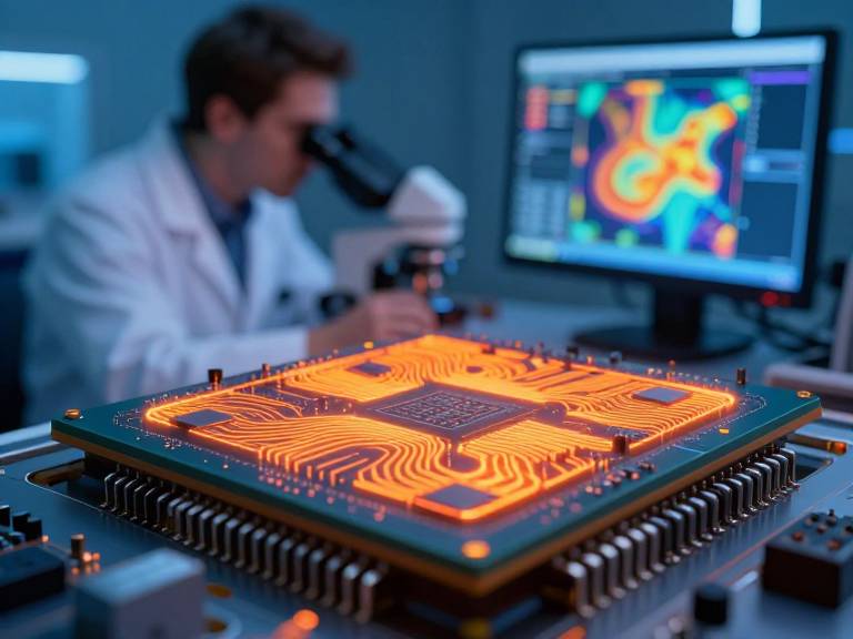 Ученый исследует управление теплом на наноуровне в лаборатории